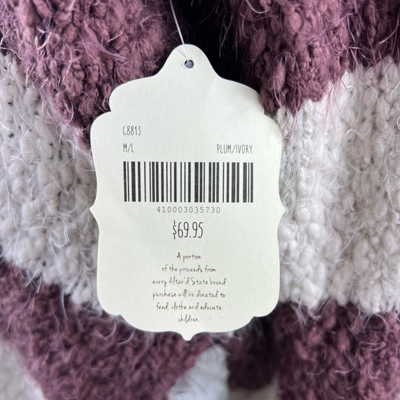 NWT Altar's State Plum/Ivory Stripped Sweater - Picture 4 of 4